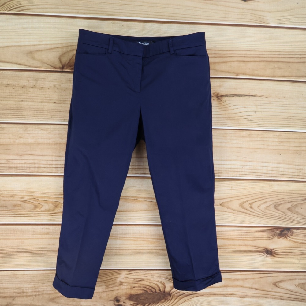 New York & Company Suiting Collection Dress Pants Womens Sz 10 Dark Blue Cuffed
